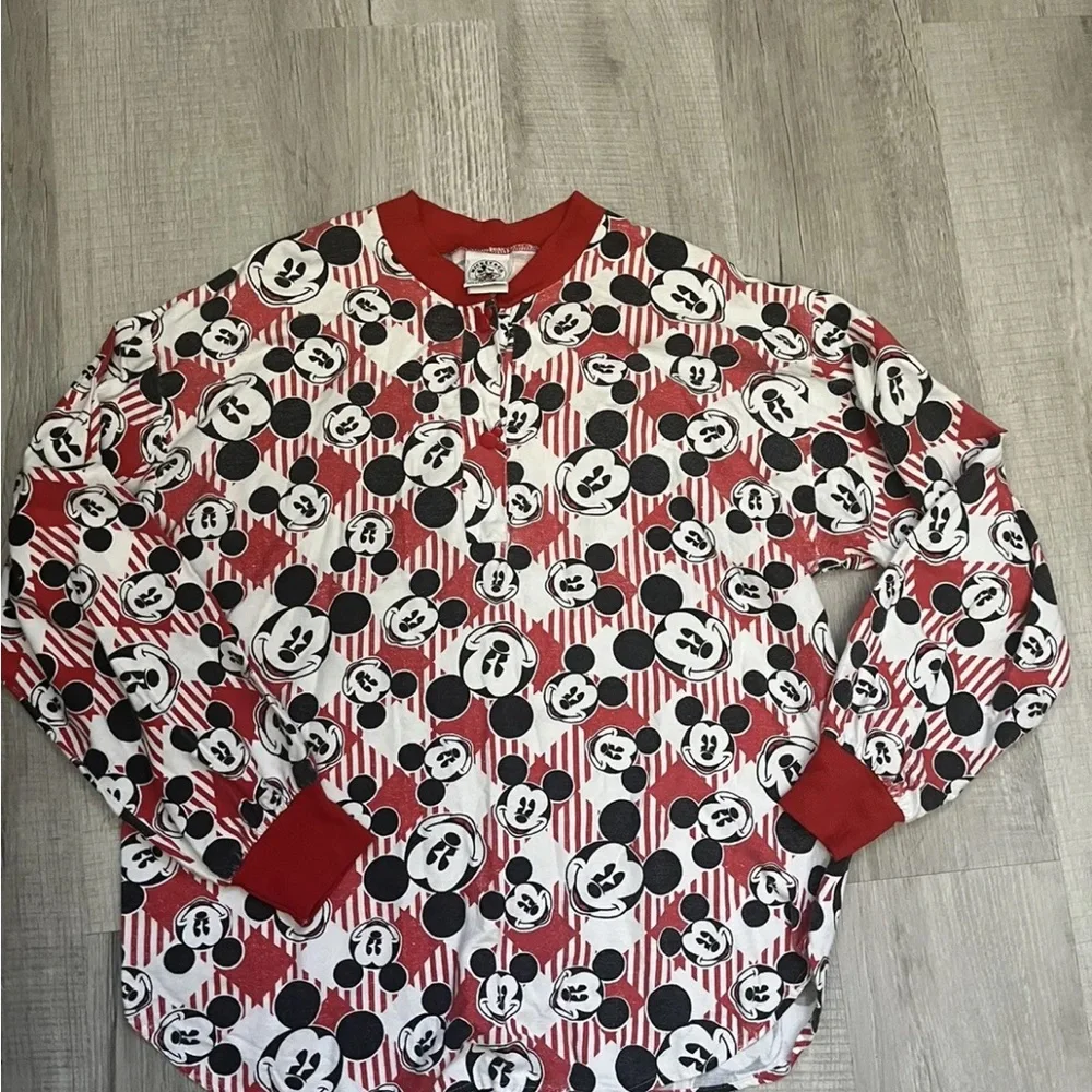 🐭 RARE vintage Mickey Mouse 80’s  Flannel 2 Piece Unisex Adult Disney Pa… - Picture 5 of 7